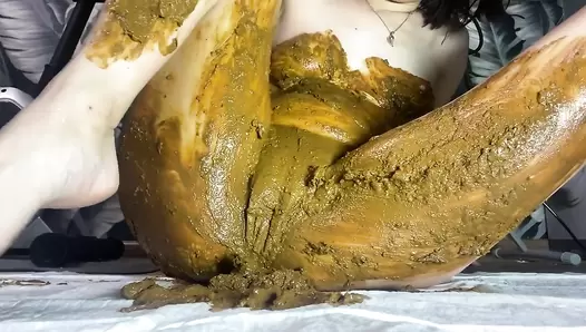 p00girl - A big pile in the panties, push the panties back into the pussy