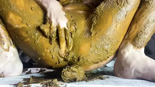 p00girl - A big pile in the panties, push the panties back into the pussy