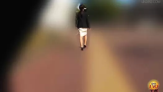EE-755 06 Public toilet pooping: uniformed girls edition