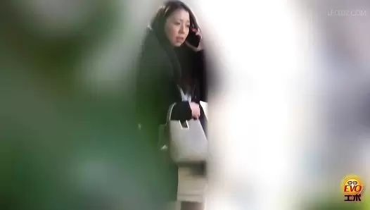 EE-755 04 Public toilet pooping: uniformed girls edition