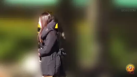 EE-755 04 Public toilet pooping: uniformed girls edition