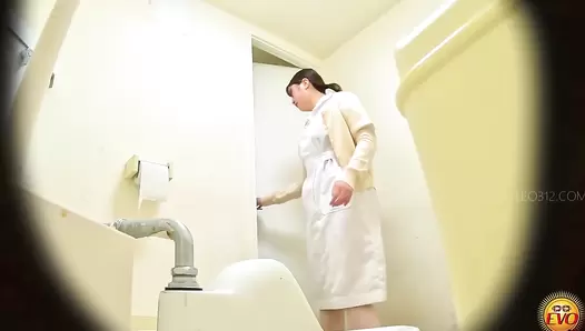 EE-755 04 Public toilet pooping: uniformed girls edition