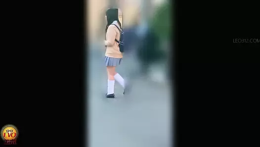 EE-755 02 Public toilet pooping: uniformed girls edition
