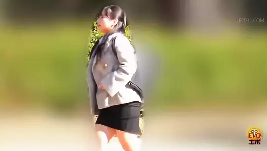 EE-755 01 Public toilet pooping: uniformed girls edition