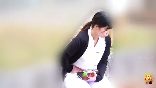 EE-755 01 Public toilet pooping: uniformed girls edition
