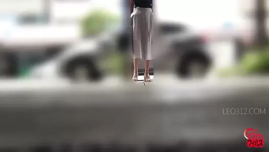 FF-369 [#6, final] Defecation in the city. Girls pooping behind the curtain while strangers passing by