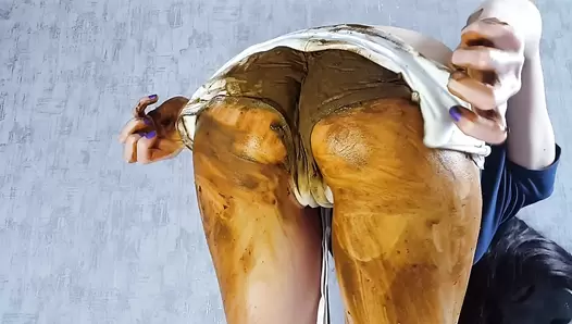 AnnaCoprofield - White shorts and smearing