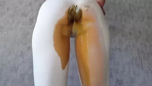 AnnaCoprofield - White Leggings, Glass Toy and Smearing