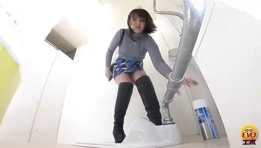 EE-750 04 Girls wearing long boots and shitting at the restroom. VOL. 3