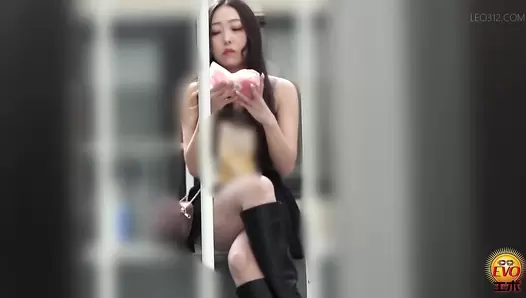 EE-750 02 Girls wearing long boots and shitting at the restroom. VOL. 3