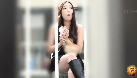 EE-750 02 Girls wearing long boots and shitting at the restroom. VOL. 3