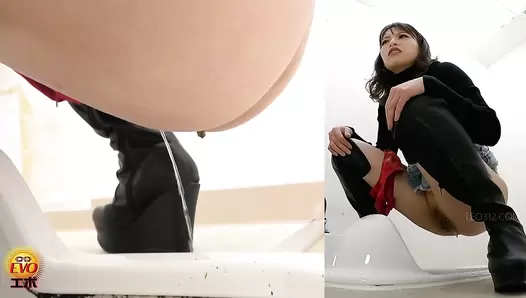 EE-750 03 Girls wearing long boots and shitting at the restroom. VOL. 3