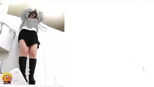 EE-750 06 Girls wearing long boots and shitting at the restroom. VOL. 3