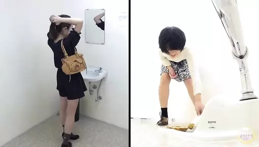 SL-024 01 Embarrassing talks during excretion in adjoining toilet cabins. Women revealing their excremental secrets