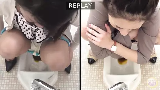 SL-024 01 Embarrassing talks during excretion in adjoining toilet cabins. Women revealing their excremental secrets