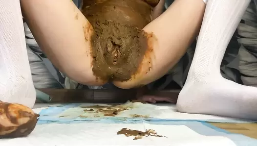 p00girl - Piss enema and shit play with hairy pussy