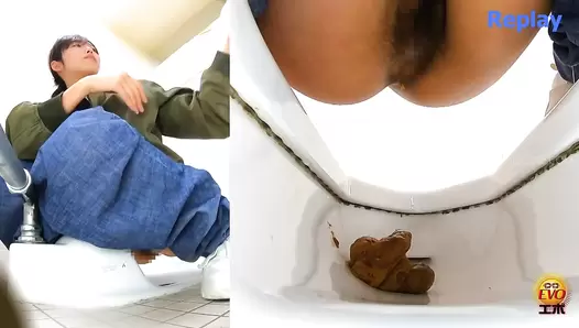 EE-742 02 Hidden camera: Thrilling defecation of women dressed as men in the men’s restroom