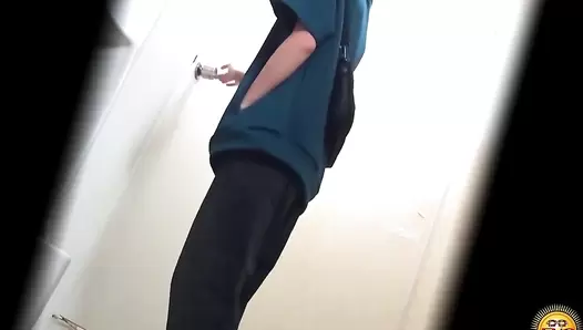 EE-742 01 Hidden camera: Thrilling defecation of women dressed as men in the men’s restroom