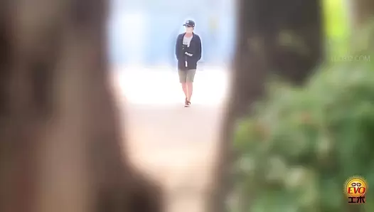 EE-742 01 Hidden camera: Thrilling defecation of women dressed as men in the men’s restroom