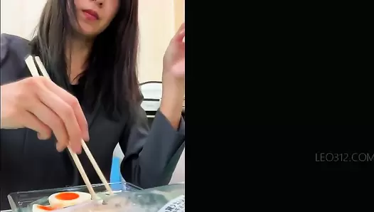 FF-642 03 Food and poop review on screen with embarrassed girls