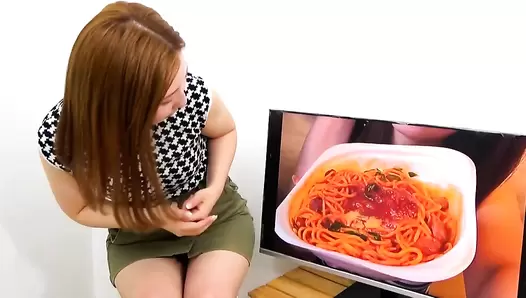 FF-642 01 Food and poop review on screen with embarrassed girls