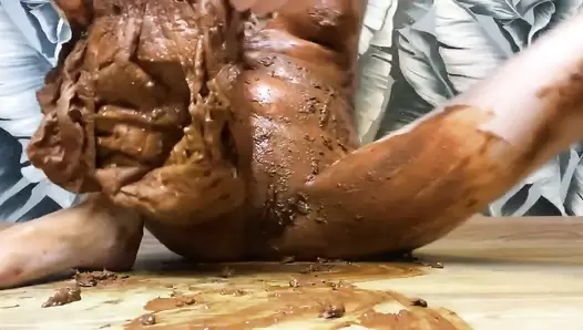 p00girl - Trash scat in a diaper, fisting, smearing