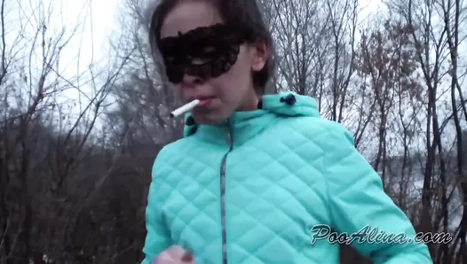 PooAlina - Alina pooping in autumn forest