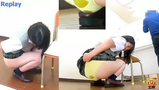 EE-733 07 Hidden camera at the demon guided school. Schoolgirls harassment, diarrhea and fecal leakage