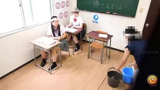 EE-733 05 Hidden camera at the demon guided school. Schoolgirls harassment, diarrhea and fecal leakage