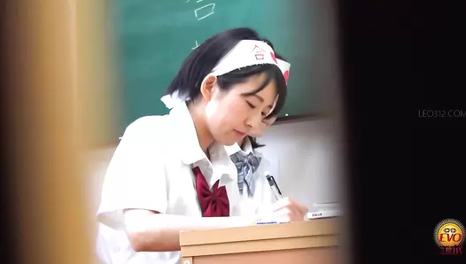 EE-733 04 Hidden camera at the demon guided school. Schoolgirls harassment, diarrhea and fecal leakage