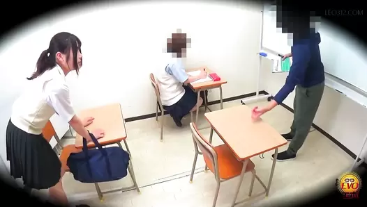 EE-733 02 Hidden camera at the demon guided school. Schoolgirls harassment, diarrhea and fecal leakage