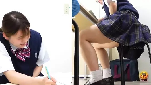 EE-718 03 Cram school hidden camera: female students leaking farts and dripping diarrhea after abdominal pain