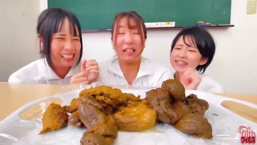 FF-627 01 Party pooping girls at dormitories, training camps, sleepovers ect. Lots of food and lots of poop!