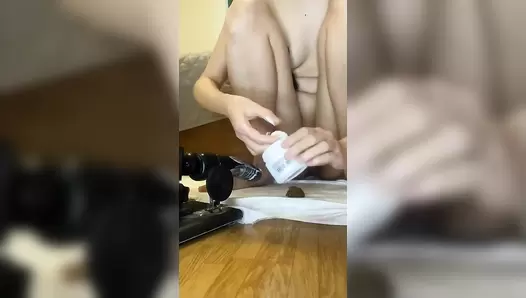 p00girl - Fisting, fuck machine in both holes and smearing shit