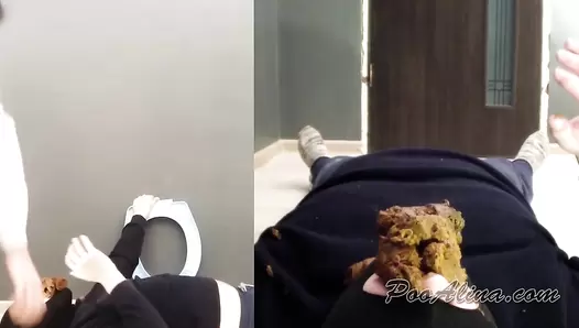 PooAlina - Alina is powerful pooping in mouth after constipation 4 days