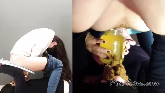 PooAlina - Alina is powerful pooping in mouth after constipation 4 days