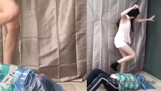PooAlina - Alina liquid pooping and dancing on slave