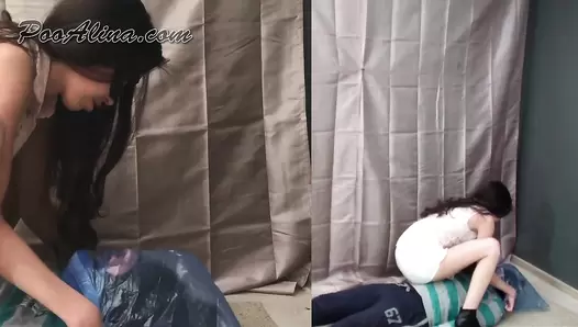 PooAlina - Alina liquid pooping and dancing on slave