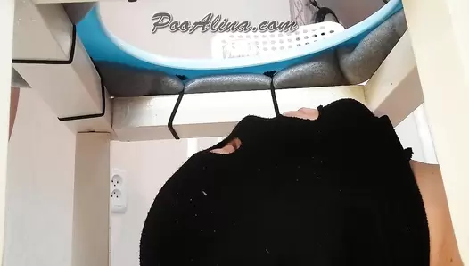 PooAlina - A living female toilet, swallowing shit. Close-up