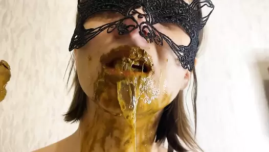 p00girl - Poop, fuck in mouth and feel sick, smear
