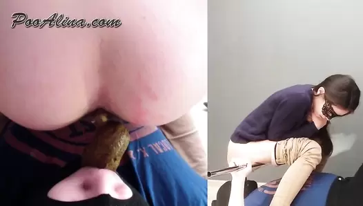 PooAlina - Young girl dumped a thick piece of shit into the boy’s mouth