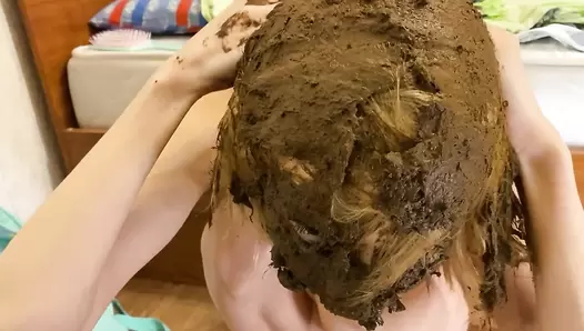 p00girl - Big shit on hair and face