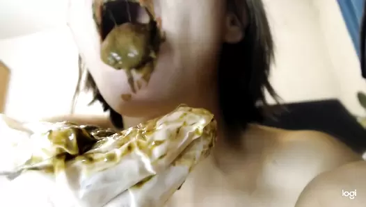 p00girl - Enema, poop, smear and bathe in slime