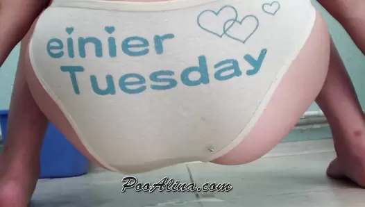 PooAlina - Morning shit of a young Lady in panties