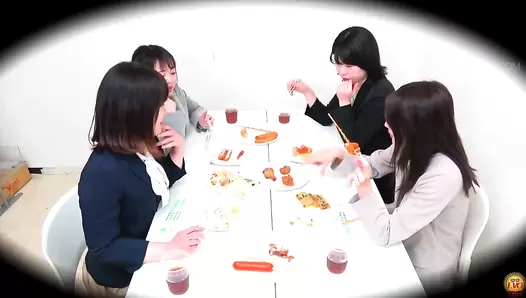 EE-694 03 Group of gluttonous OLs filling their stomachs and fighting for the turn to poop. In-house toilet voyeur, JAV Collection, 