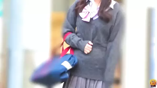 EE-686 03 Hidden camera inside the school toilet. Girls pushing really hard to get the poop out