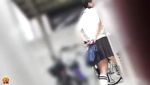 EE-181 01 Schoolgirl Tracking Hidden Camera Unsuji Poop Leaking Dirty Pants Scat Defecation
