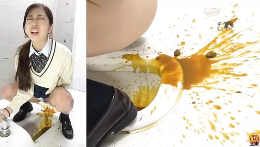 EE-665 04 School girls caught stomachache in front of the toilet door. Diarrhea desperation and fail. VOL. 2