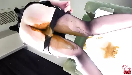 FF-595 05 Enema explosion inside the panties and humiliating shit leaking