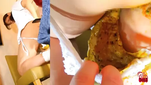 FF-595 01 Enema explosion inside the panties and humiliating shit leaking